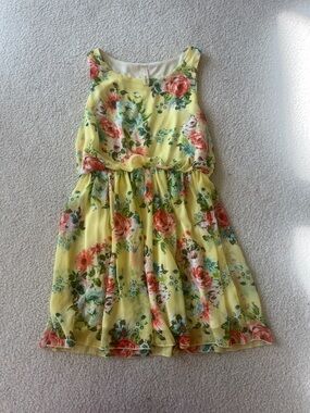 ESTAM Yellow Floral Sleeveless Dress